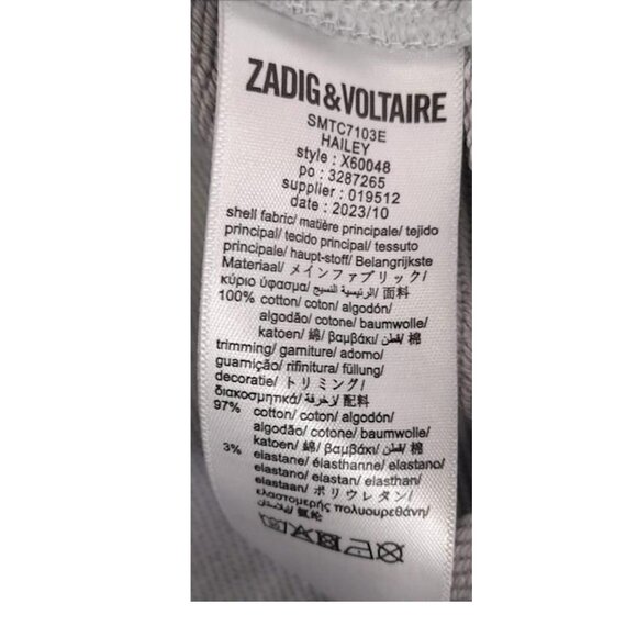 Zadig & Voltaire Light Blueish-Grey Amour Sweatshirt EmbellishedBling Rhinestone - Picture 7 of 8